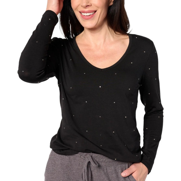 A622701 BUMBLEBELLA by Jill Martin Bejeweled Long-Sleeve Tee Black 1X - Picture 5 of 6